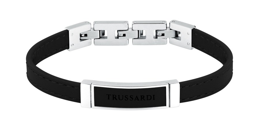 Trussardi Černý kožený náramek pro muže T-Leather TJAXZ05 Trussardi Černý kožený náramek pro muže T-Leather TJAXZ05 - Náramky Kožené náramky