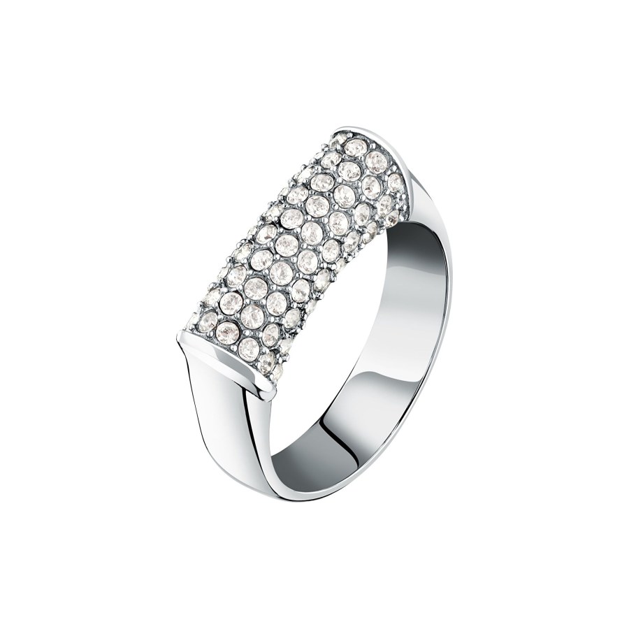 Trussardi Elegantní ocelový prsten s&nbsp;krystaly T-Design TJAXA520 56 mm - Prsteny Prsteny s&nbsp;kamínkem