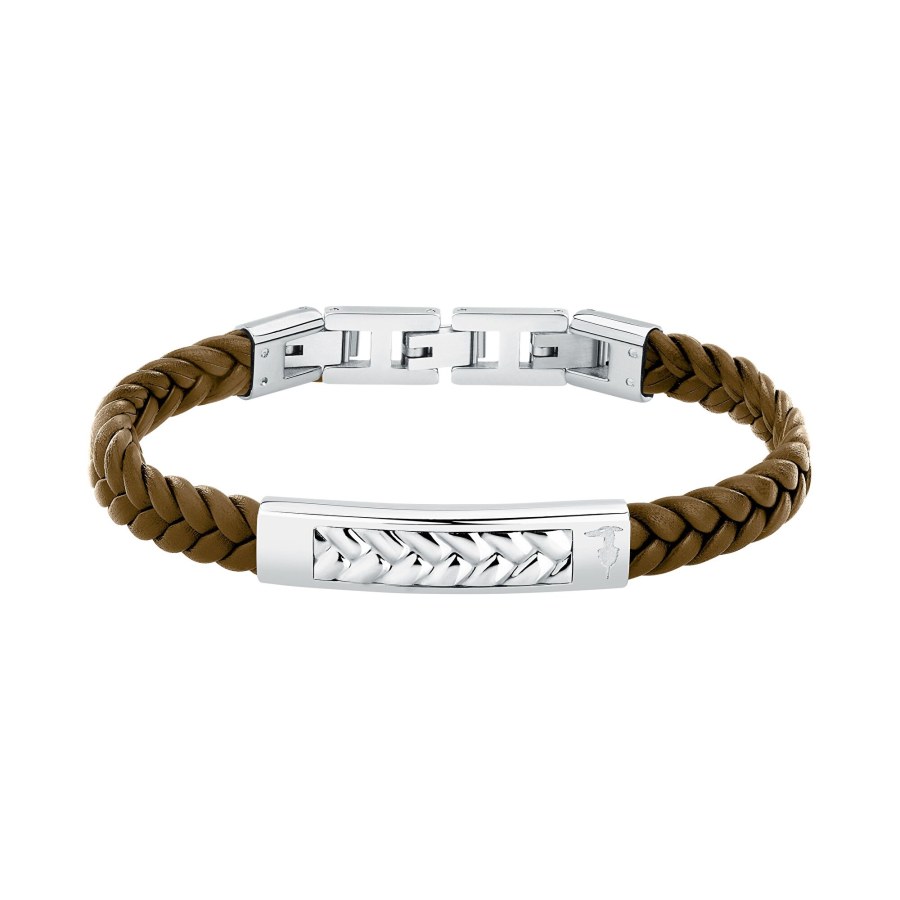 Trussardi Hnědý kožený náramek pro muže T-Leather TJAXZ22 - Náramky Kožené náramky