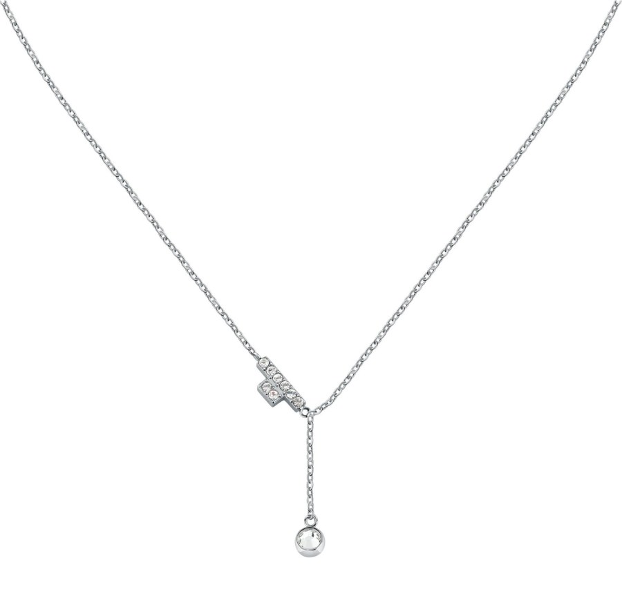 Trussardi Jemný ocelový náhrdelník s krystaly T-Logo TJAXC08 - Náhrdelníky