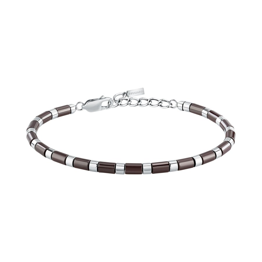 Trussardi Korálkový náramek z&nbsp;hnědé keramiky a&nbsp;oceli T-Ceramic TJAXE08