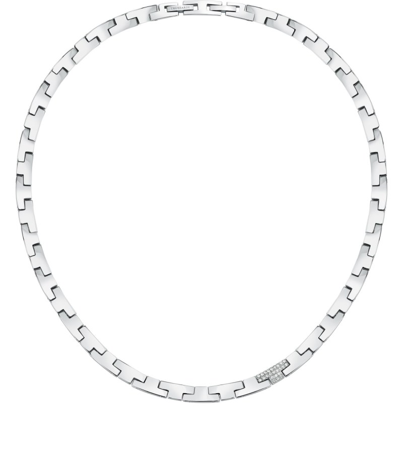 Trussardi Luxusní ocelový náhrdelník se zirkony T-Logo TJAXC03 - Náhrdelníky