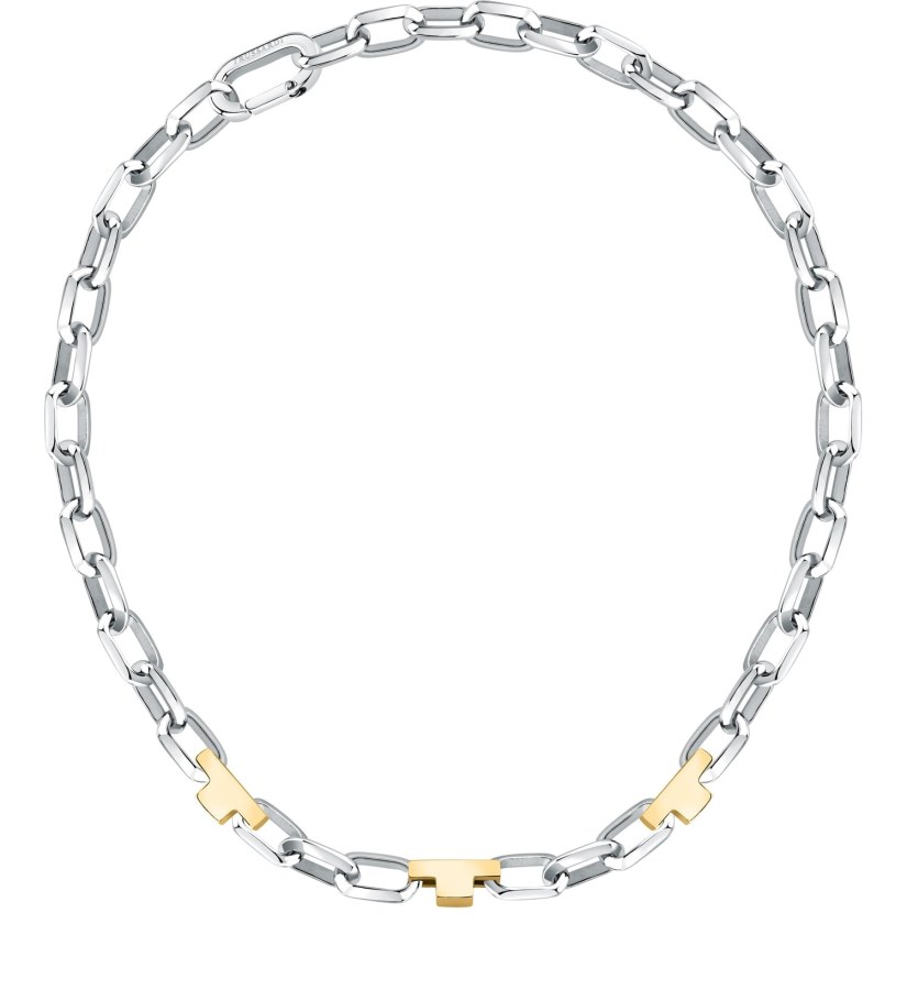 Trussardi Masivní ocelový bicolor náhrdelník T-Logo TJAXC01 - Náhrdelníky