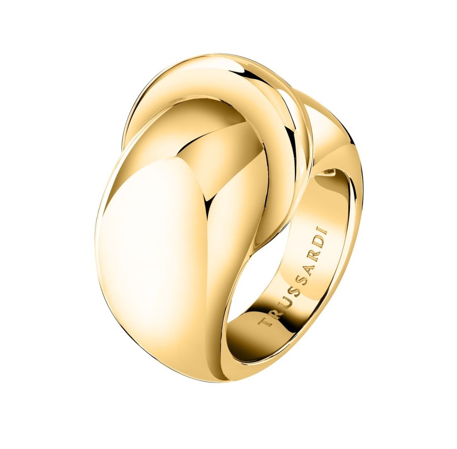 Trussardi Masivní pozlacený prsten z&nbsp;oceli T-Bold TJBJV060 52 mm - Prsteny Prsteny bez kamínku