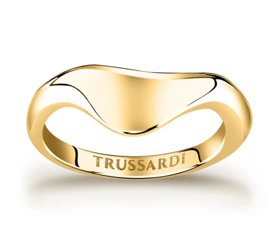 Trussardi Moderní pozlacený prsten z oceli T-Design TJAXA07 56 mm - Prsteny Prsteny bez kamínku