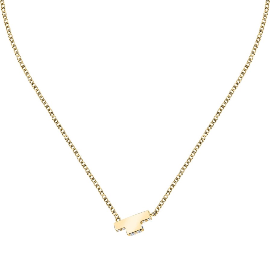 Trussardi Něžný pozlacený náhrdelník se zirkony T-Logo TJAXC10 - Náhrdelníky