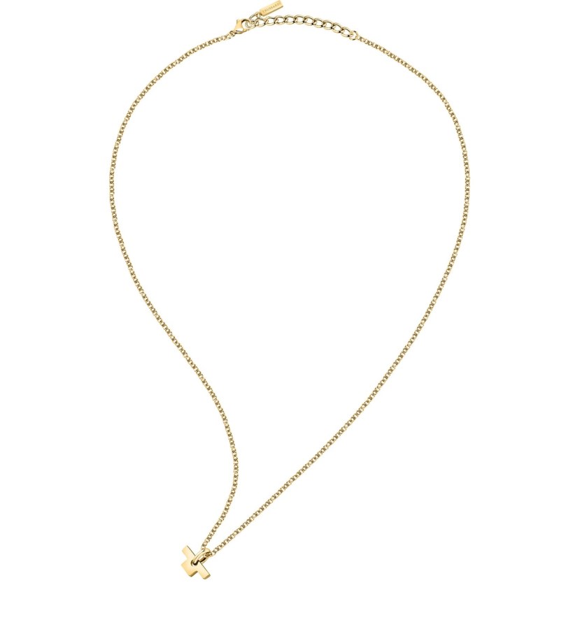 Trussardi Minimalistický pozlacený náhrdelník T-Logo TJAXC12 (řetízek, přívěsek) - Náhrdelníky