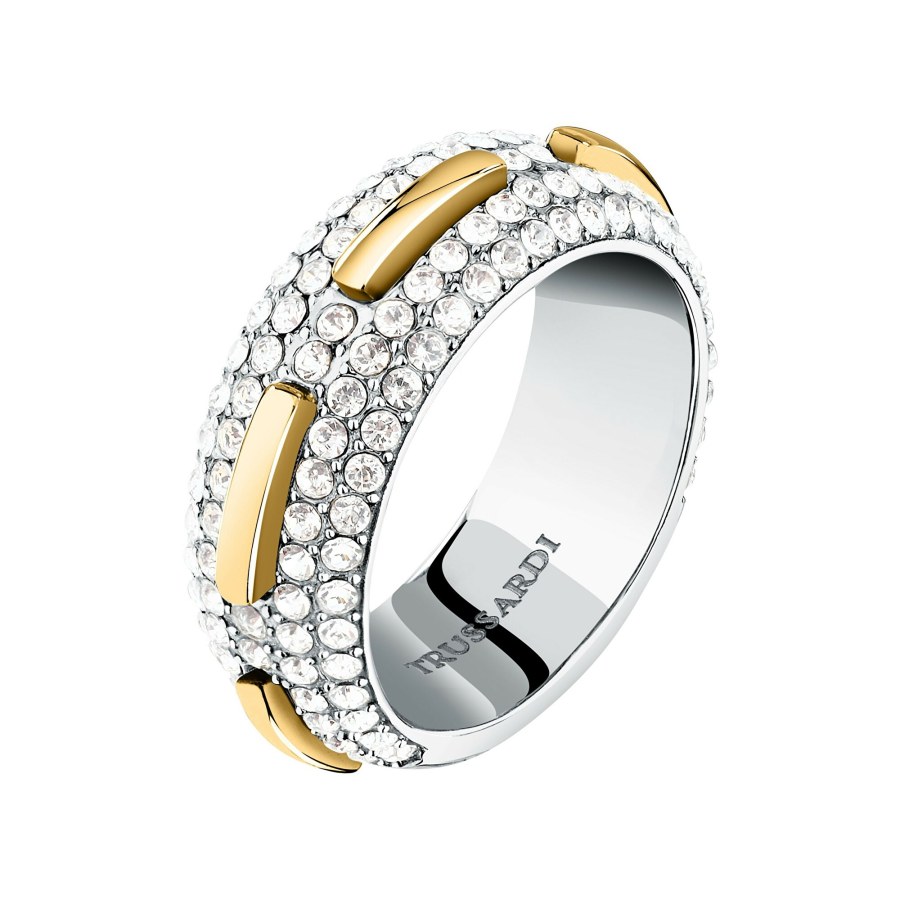 Trussardi Oslnivý bicolor prsten z&nbsp;oceli Concept TJAYY12012 52 mm - Prsteny Prsteny s&nbsp;kamínkem