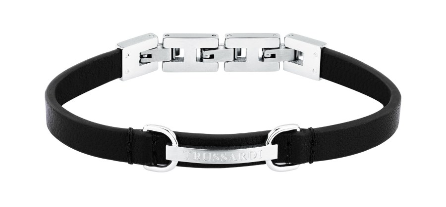 Trussardi Pánský náramek z černé kůže T-Leather TJAXZ08 Trussardi Pánský náramek z černé kůže T-Leather TJAXZ08 - Náramky Kožené náramky