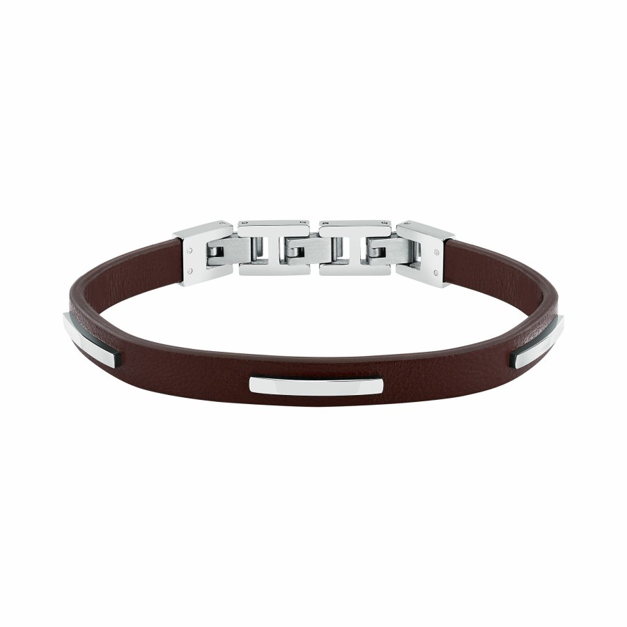 Trussardi Pánský náramek z hnědé kůže T-Leather TJAXZ11 - Náramky Kožené náramky