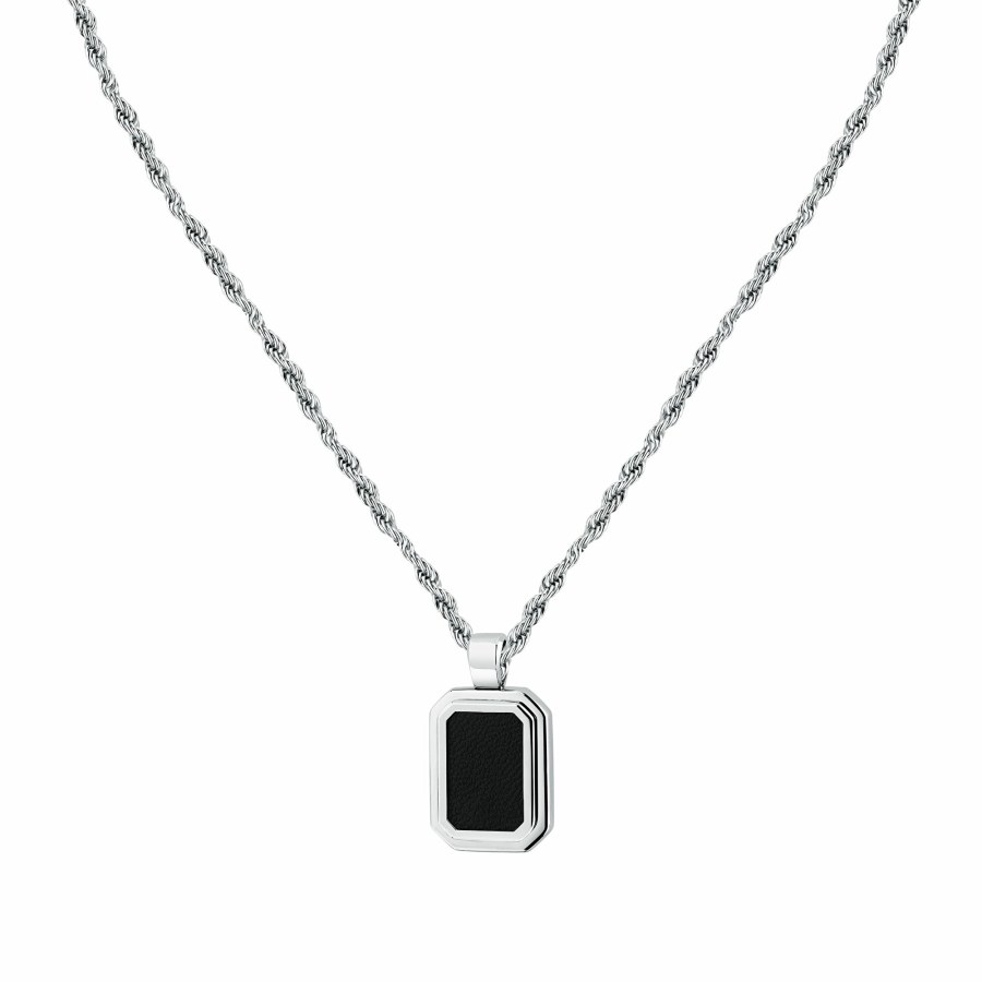 Trussardi Pánský ocelový náhrdelník s&nbsp;kůží T-Leather TJAXZ15 - Náhrdelníky