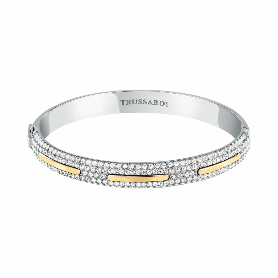 Trussardi Pevný bicolor náramek s čirými krystaly Concept TJAYY04 Trussardi Pevný bicolor náramek s čirými krystaly Concept TJAYY04 - Náramky Pevné náramky