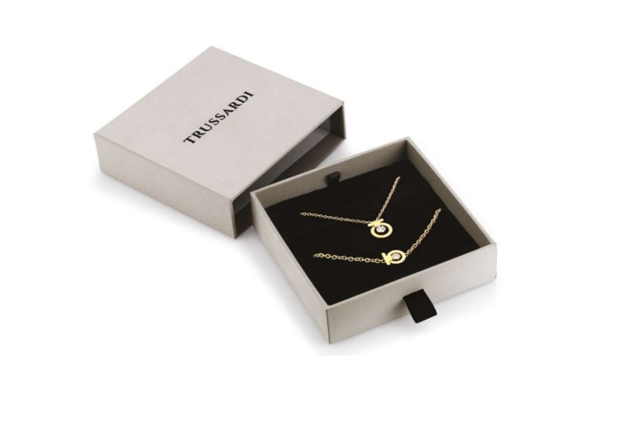 Trussardi Pozlacený set šperků se zirkony T-Logo TJAXC66 (náhrdelník, náramek) - Náhrdelníky