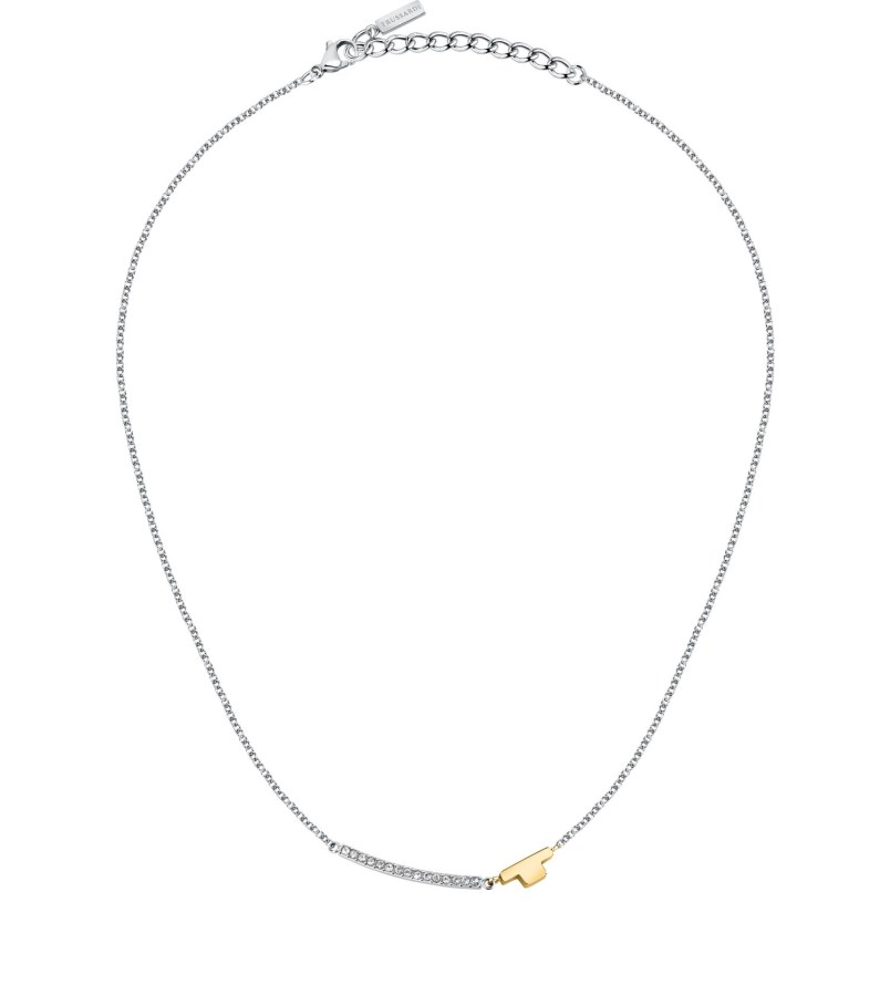 Trussardi Půvabný ocelový náhrdelník se zirkony T-Logo TJAXC05 - Náhrdelníky