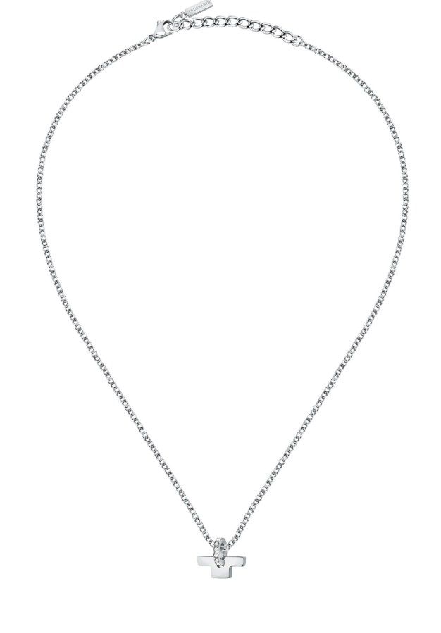 Trussardi Stylový ocelový náhrdelník s krystaly T-Logo TJAXC14 (řetízek, přívěsek) - Náhrdelníky