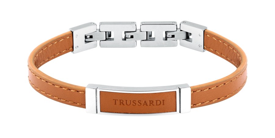 Trussardi Světle hnědý kožený náramek pro muže T-Leather TJAXZ04 Trussardi Světle hnědý kožený náramek pro muže T-Leather TJAXZ04 - Náramky Kožené náramky
