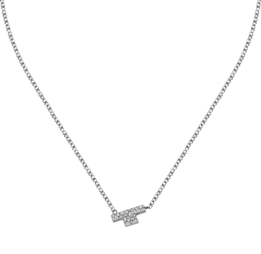 Trussardi Třpytivý ocelový náhrdelník se zirkony T-Logo TJAXC11 - Náhrdelníky