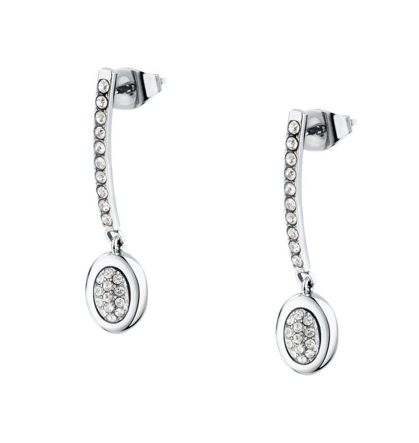 Trussardi Visací ocelové náušnice s&nbsp;krystaly T-Concept TJAYY23 - Náušnice S kamínky