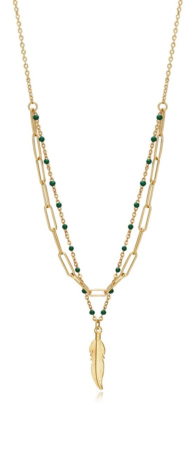 Viceroy Dvojitý pozlacený náhrdelník s pírkem Kiss 75308C01012 - Náhrdelníky