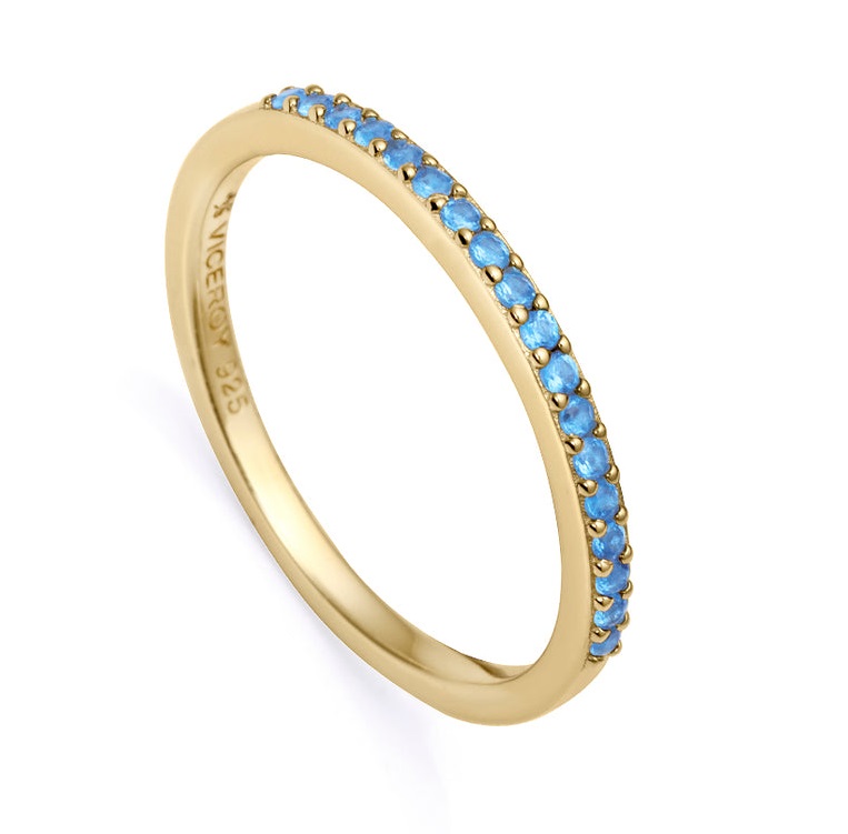 Viceroy Elegantní pozlacený prsten s modrými zirkony Trend 9118A014 54 mm - Prsteny Prsteny s kamínkem