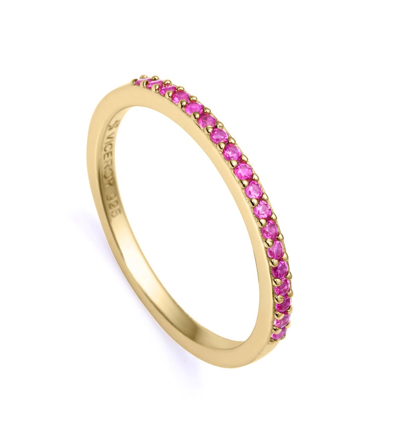 Viceroy Elegantní pozlacený prsten s růžovými zirkony Trend 9118A012 56 mm - Prsteny Prsteny s kamínkem
