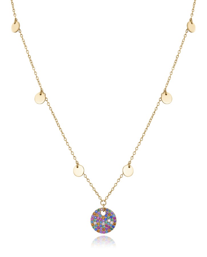 Viceroy Hravý pozlacený náhrdelník s barevnými krystaly Elegant 13071C100-39 - Náhrdelníky