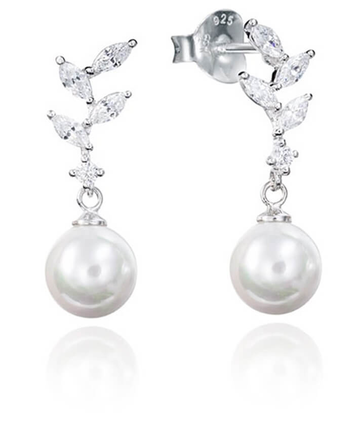 Viceroy Luxusní stříbrné náušnice se zirkony a perlou Clasica 71049E000-38 - Náušnice Visací náušnice