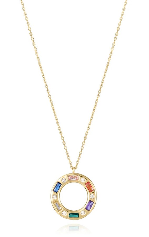 Viceroy Módní pozlacený náhrdelník s barevnými zirkony Elegant 13208C100-39 - Náhrdelníky