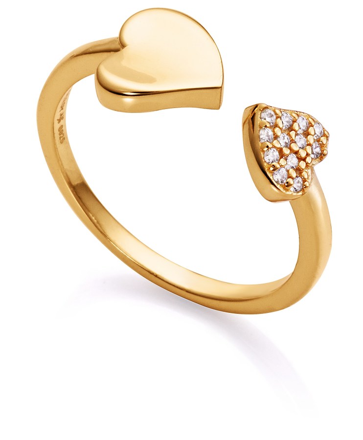 Viceroy Něžný pozlacený prsten se srdíčky San Valentín 13125A01 52 mm - Prsteny Otevřené prsteny