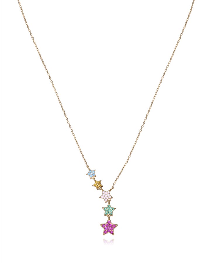 Viceroy Pozlacený náhrdelník s barevnými hvězdami 3070C100-39 - Náhrdelníky