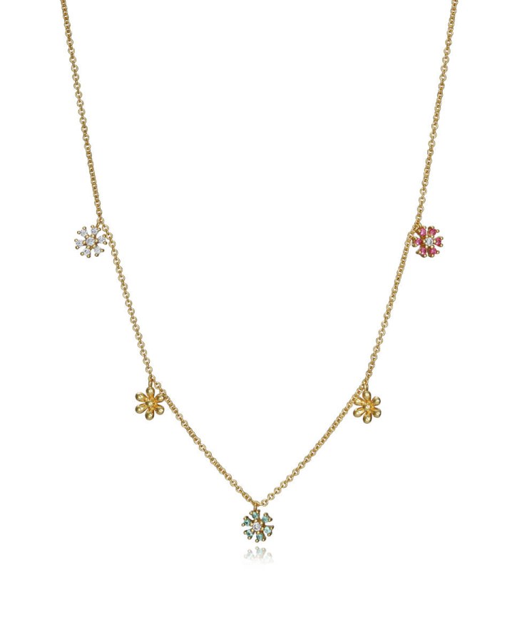 Viceroy Pozlacený náhrdelník se třpytivými květinami 61072C100-39 - Náhrdelníky