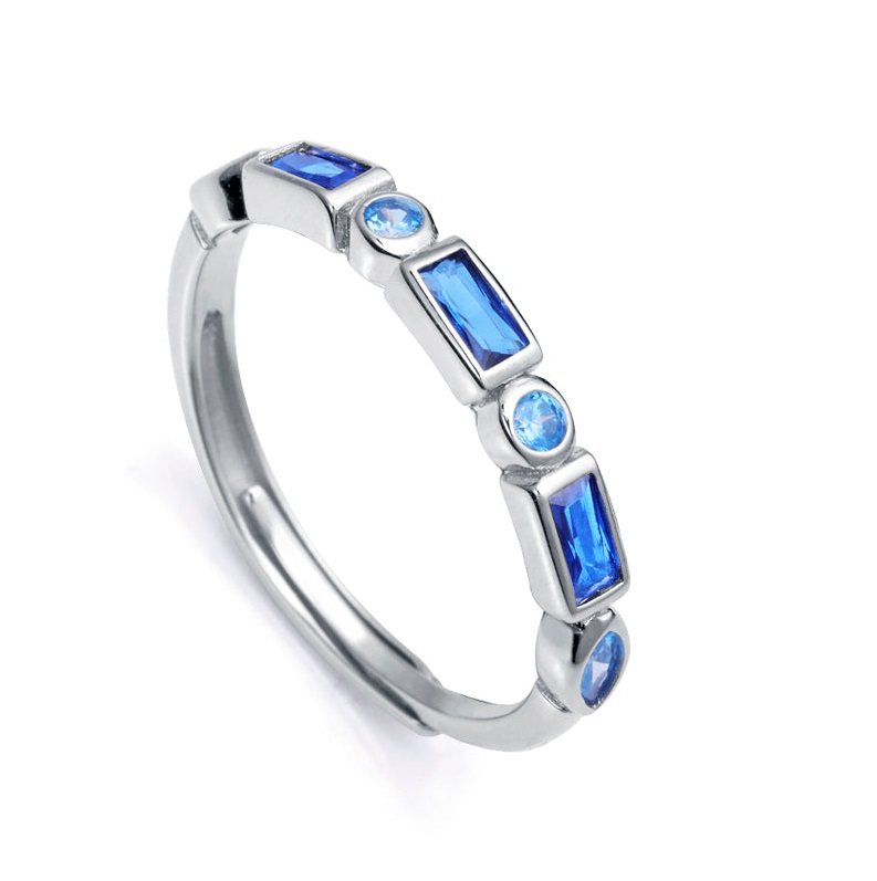 Viceroy Překrásný stříbrný prsten s modrými zirkony 9121A0 55 mm - Prsteny Otevřené prsteny