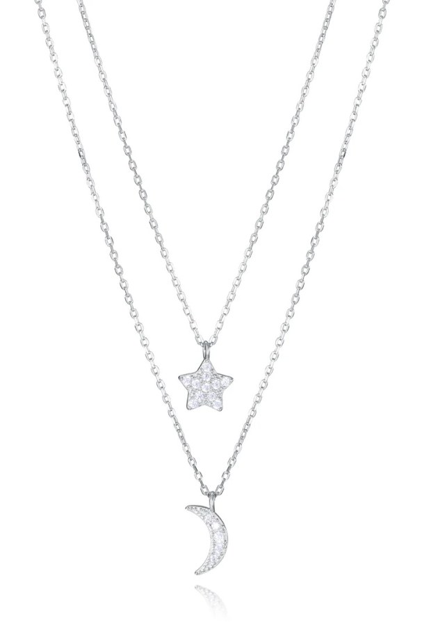 Viceroy Dvojitý stříbrný náhrdelník Hvězda a Měsíc Trend 13203C000-30 - Náhrdelníky