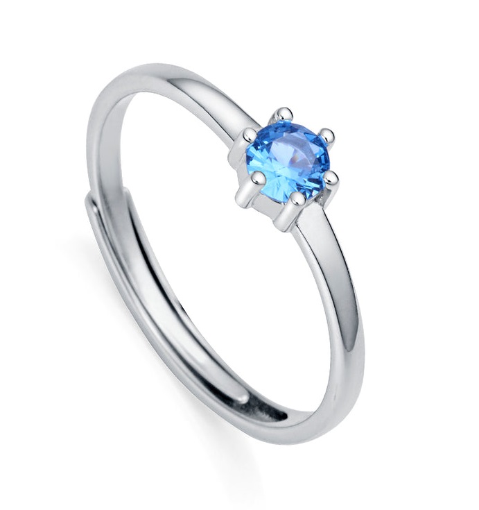 Viceroy Půvabný stříbrný prsten s modrým zirkonem Clasica 9115A01 53 mm - Prsteny Otevřené prsteny