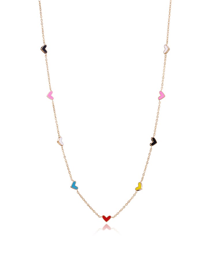 Viceroy Slušivý pozlacený náhrdelník se srdíčky San Valentín 14001C01012 - Náhrdelníky