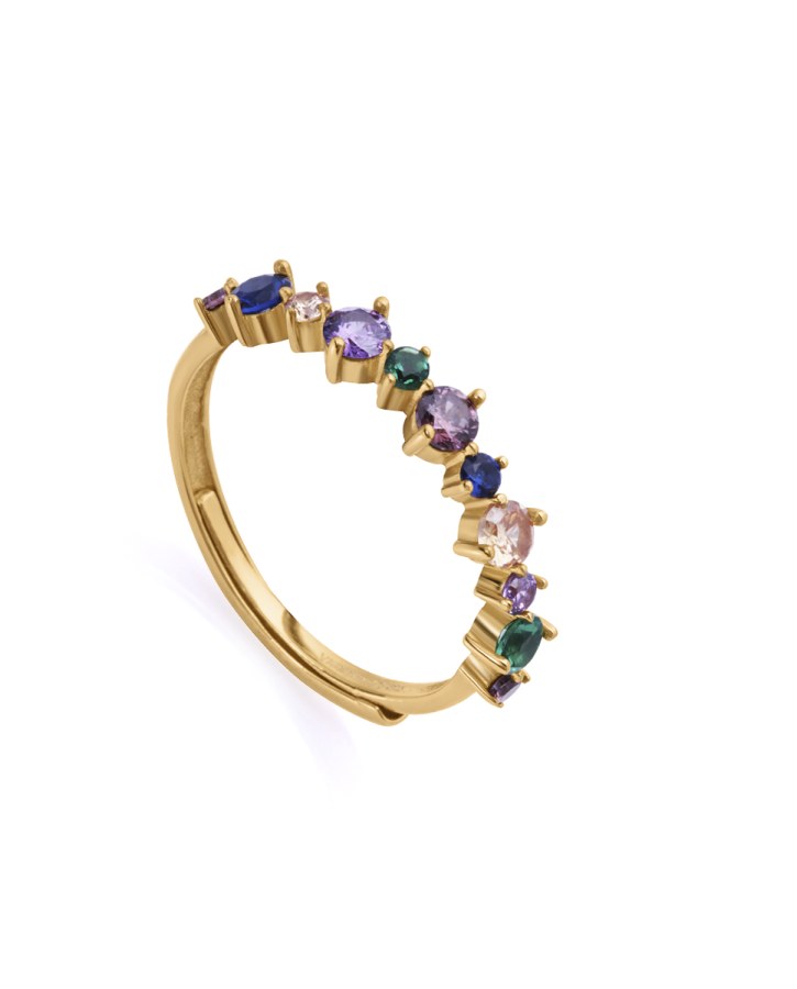 Viceroy Slušivý pozlacený prsten s barevnými zirkony 13097A01 - Prsteny Otevřené prsteny