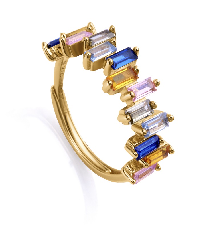 Viceroy Slušivý pozlacený prsten s barevnými zirkony 9101A01 - Prsteny Otevřené prsteny