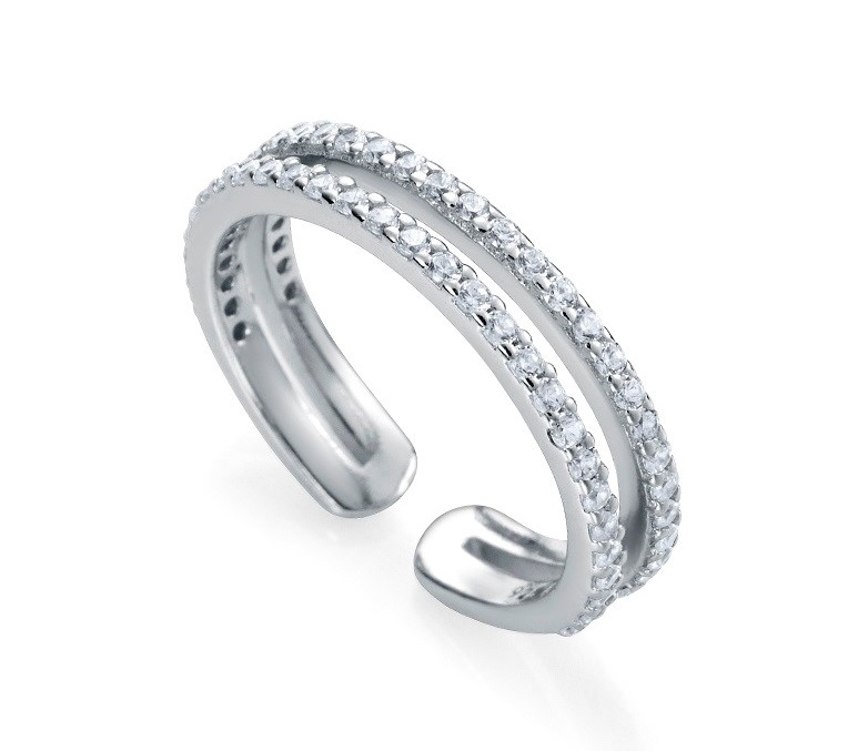 Viceroy Dvojitý otevřený prsten s&nbsp;čirými zirkony VCD 7119A0 56 mm - Prsteny Otevřené prsteny