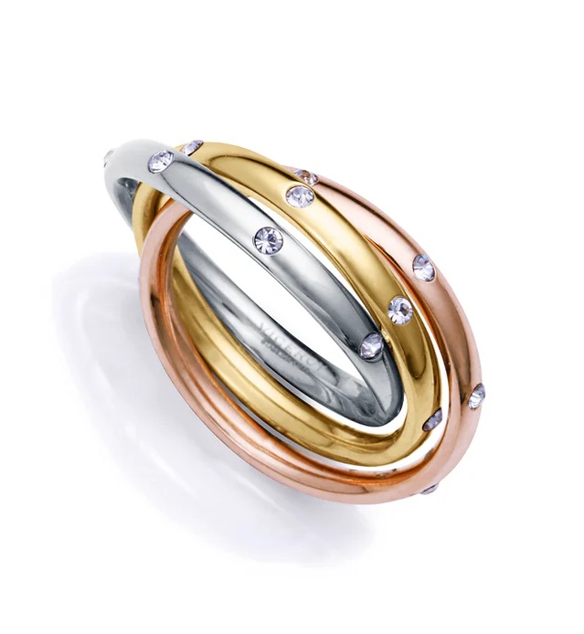 Viceroy Trojitý ocelový prsten s krystaly Chic 14192A01 52 mm Viceroy Trojitý ocelový prsten s krystaly Chic 14192A01 52 mm - Prsteny Prsteny s kamínkem