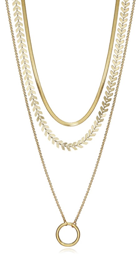 Viceroy Trojitý pozlacený náhrdelník z oceli Chic 75309C01012 - Náhrdelníky