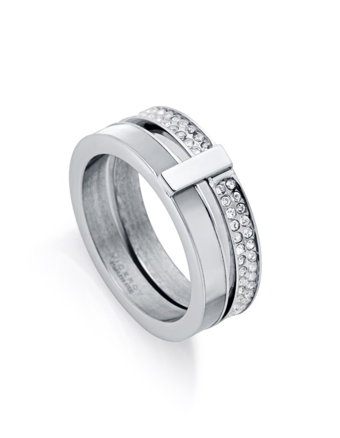 Viceroy Třpytivý ocelový prsten s kubickými zirkony Chic 1393A01 52 mm - Prsteny Prsteny s kamínkem