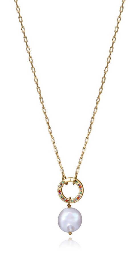 Viceroy Třpytivý pozlacený náhrdelník s perlou Elegant 13180C100-99 - Náhrdelníky