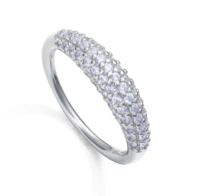 Viceroy Třpytivý stříbrný prsten s kubickými zirkony Elegant 9125A0 52 mm