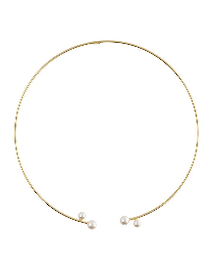 Victoria Cruz Pevný pozlacený náhrdelník s perlami Sera A5557-00DG