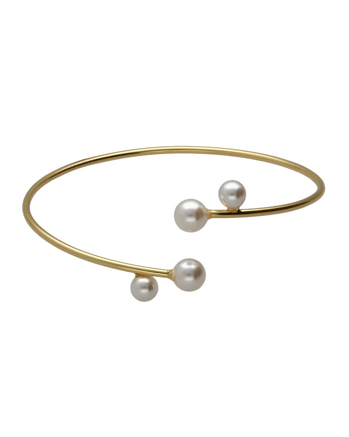 Victoria Cruz Půvabný pozlacený náramek s&nbsp;perlami Sera A5556-00DP - Náramky Pevné náramky