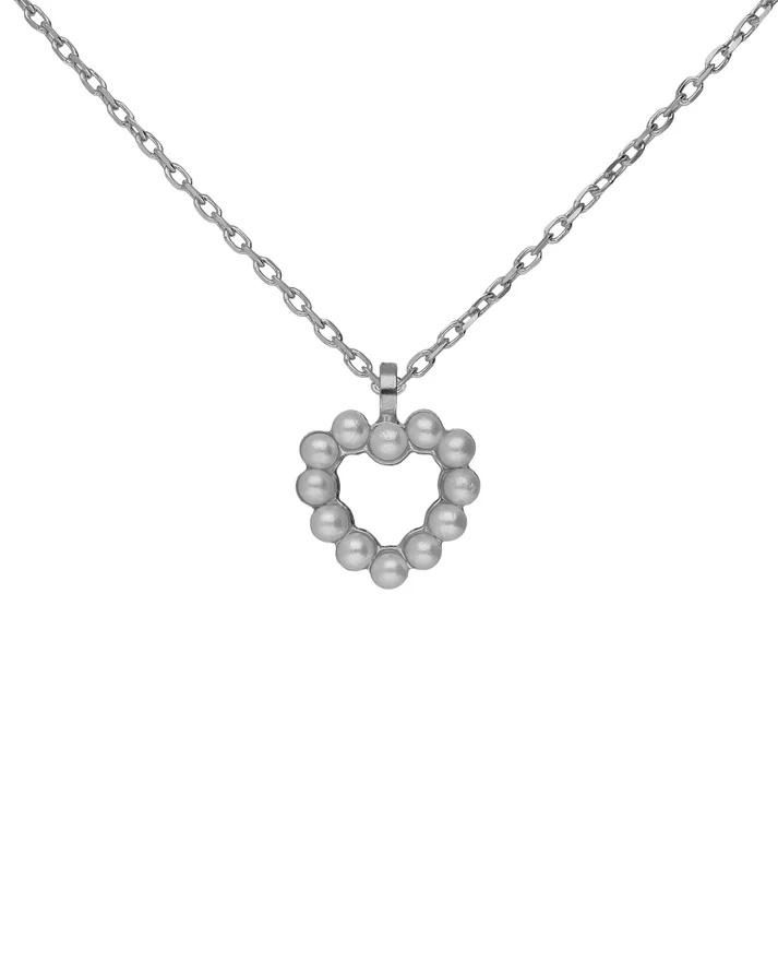 Victoria Cruz Stříbrný náhrdelník Srdce s&nbsp;perličkami Sera A5575-00HG - Náhrdelníky Perlové náhrdelníky