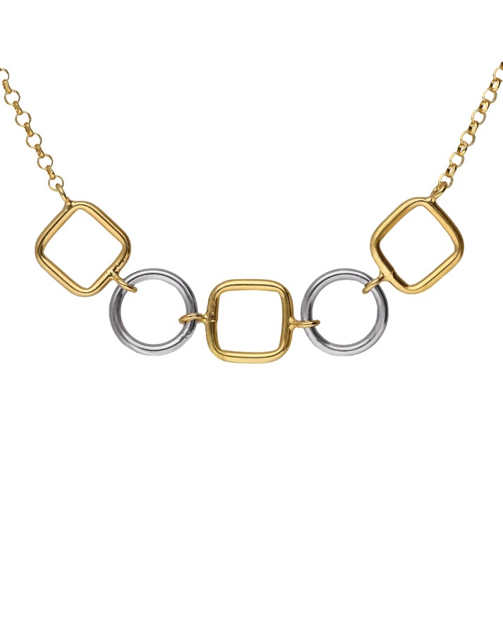 Victoria Cruz Stylový bicolor náhrdelník ze stříbra Nivola A5509-BG - Náhrdelníky