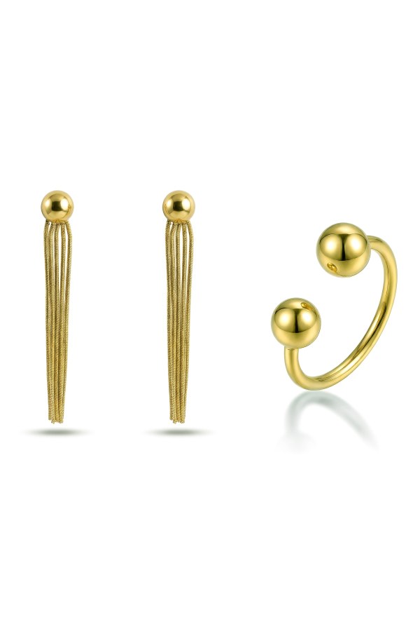 Victoria Walls Set pozlacených šperků VWS260866G (prsten, náušnice) - Prsteny Prsteny bez kamínku