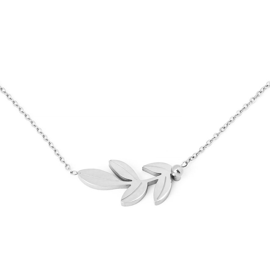 Vuch Elegantní ocelový náhrdelník Silver Big Leaf - Náhrdelníky