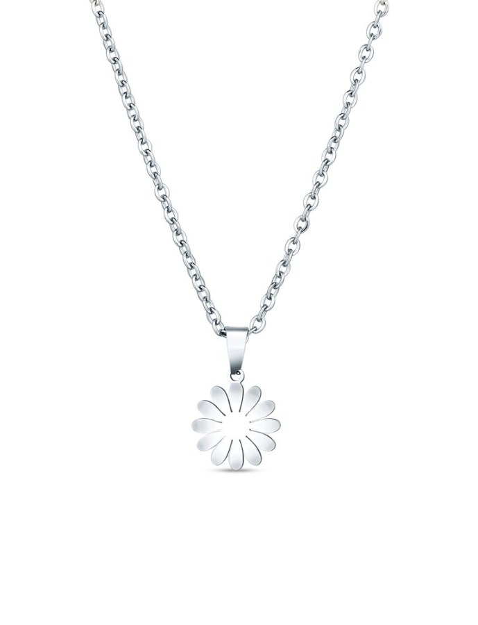 Vuch Krásný ocelový náhrdelník Květina Riterra Silver - Náhrdelníky